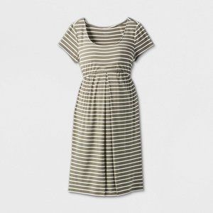 Maternity Striped Short Sleeve A Line TShirt Dress